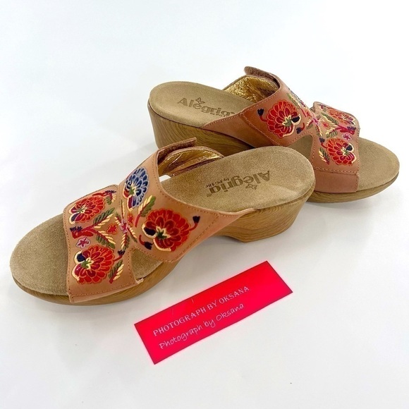 Alegria Women's Linn Sandal Cognac Multi Needles and Pins size 38 US7.5-8 - Picture 6 of 14